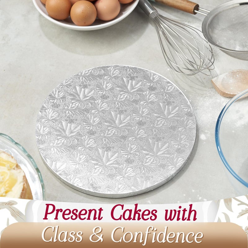 Cakebon Cake Boards - Sturdy 1/2 Inch Thick Drums - 8 Inch Professional Smooth Straight Edges Silver 6-Pack - Image 4